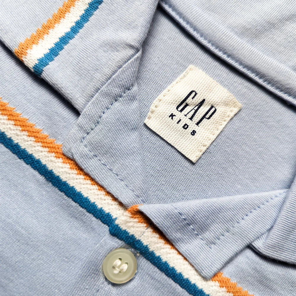 Branded Kids Cuban Collar Oversized Shirt (Sky Blue)