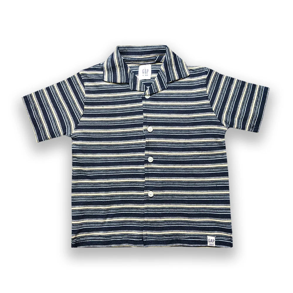 Branded Kids Cuban Collar Oversized Shirt (Midnight Blue)
