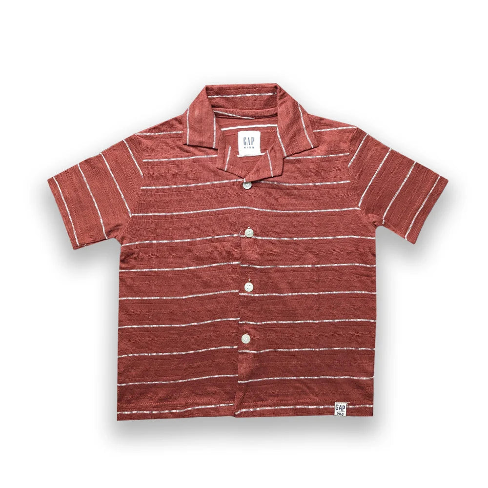 Branded Kids Cuban Collar Oversized Shirt (Light Red)