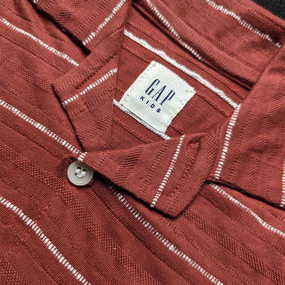 Branded Kids Cuban Collar Oversized Shirt (Light Red)