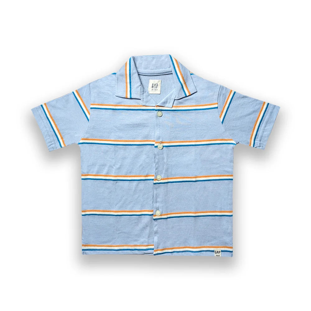 Branded Kids Cuban Collar Oversized Shirt (Sky Blue)