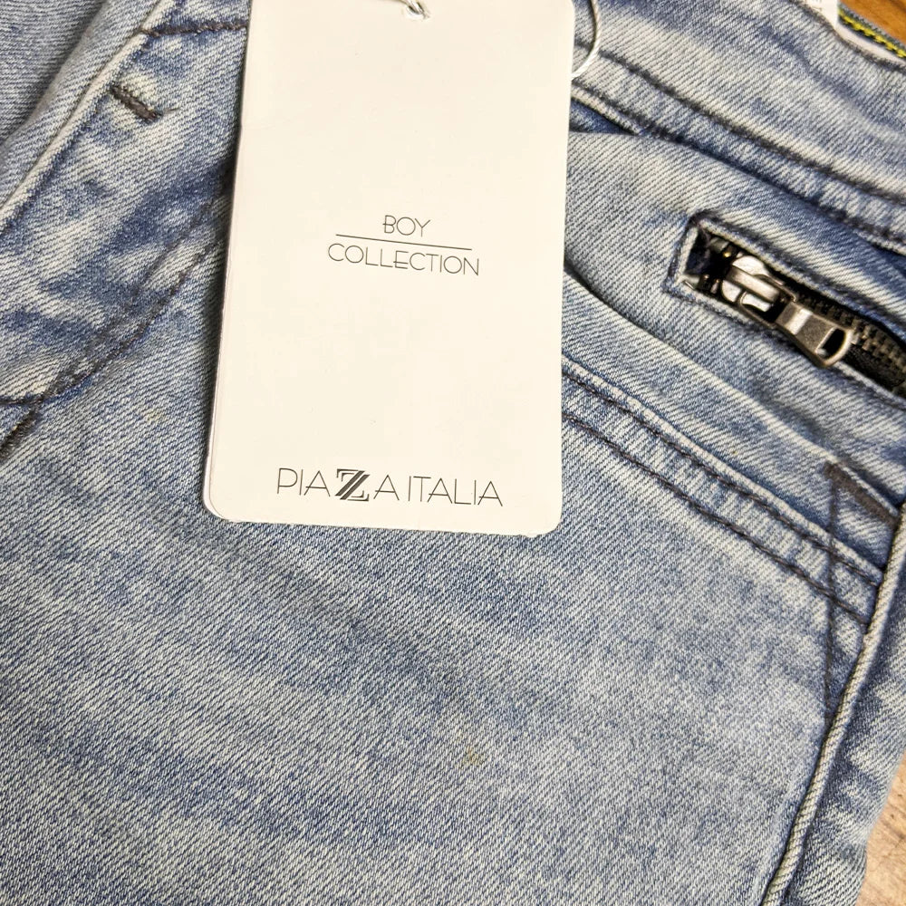 Kids Branded Zip Pocket Light Wash Shorts