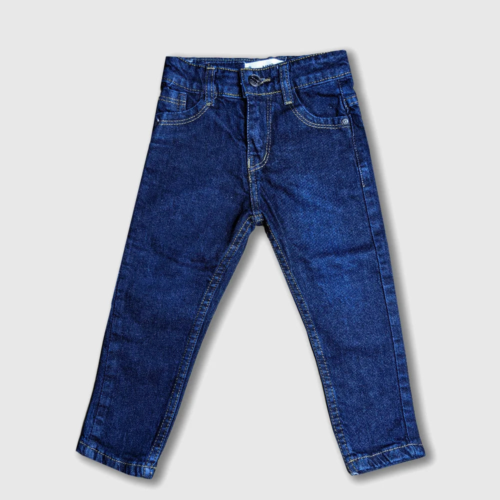 M-N-G Navy Blue Regular Fit Plain Denim