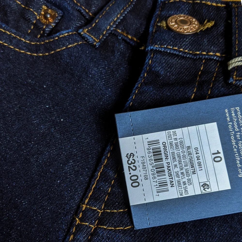 Girls Branded Bell-Bottom Embroidered Denim (Dark Wash)
