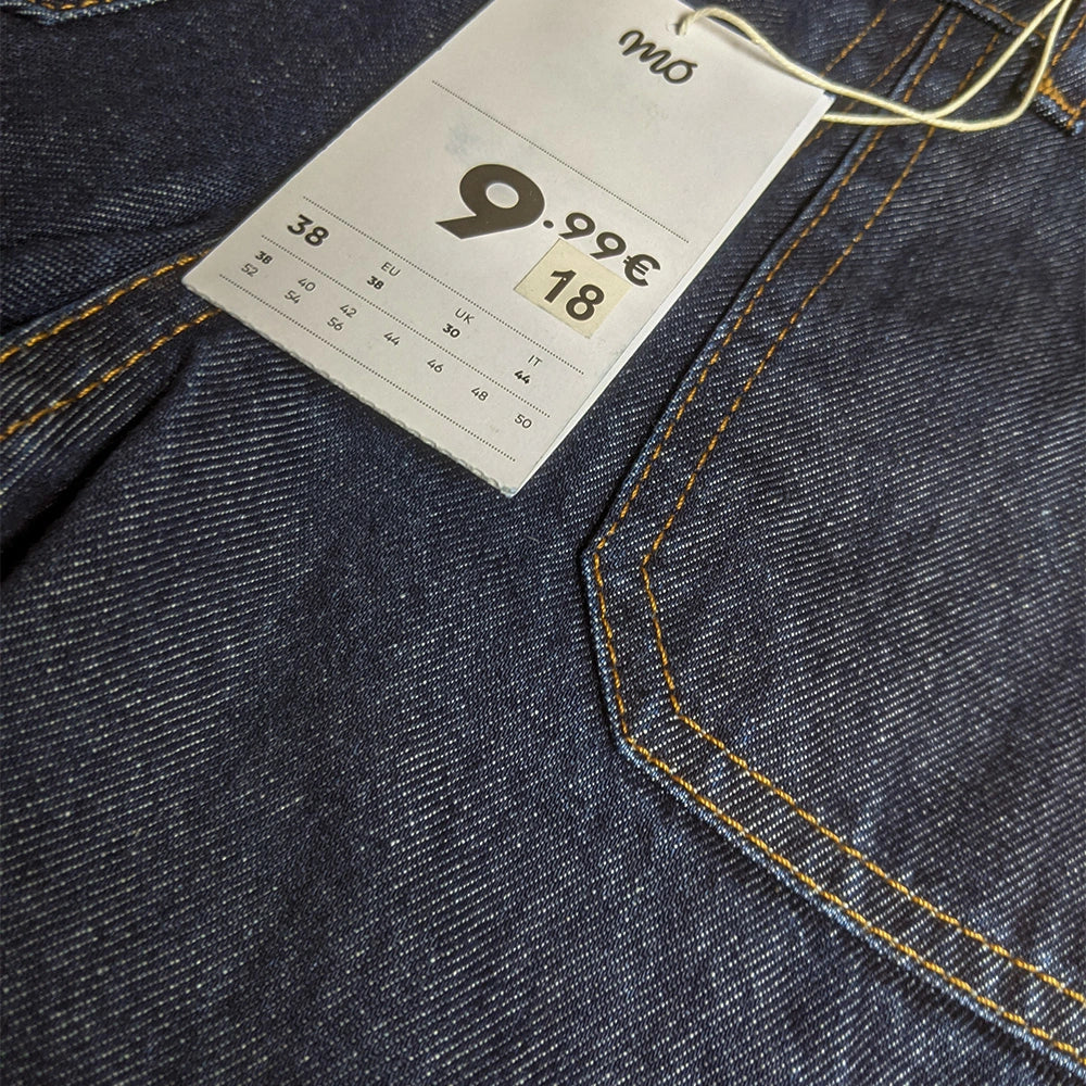Girls Branded Patched Pockets Wide Leg Jeans (Navy Wash)