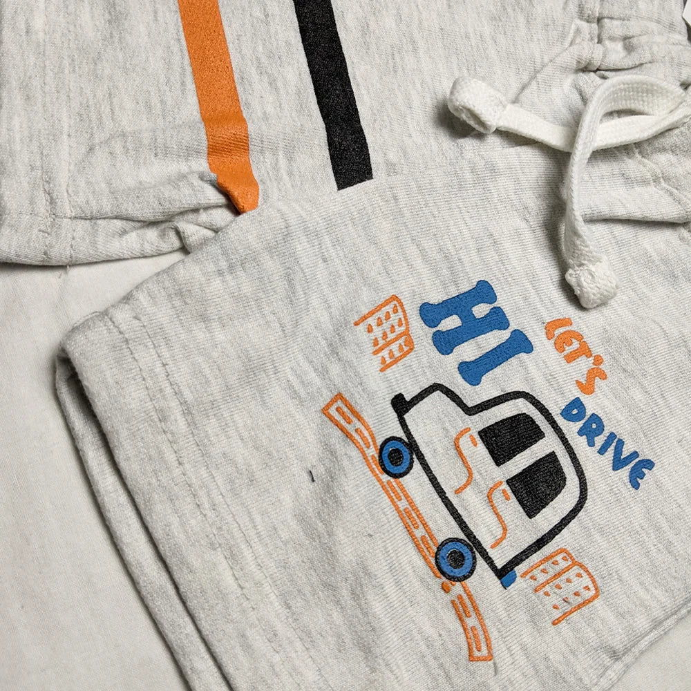 Side Printed Boys Branded Shorts-White