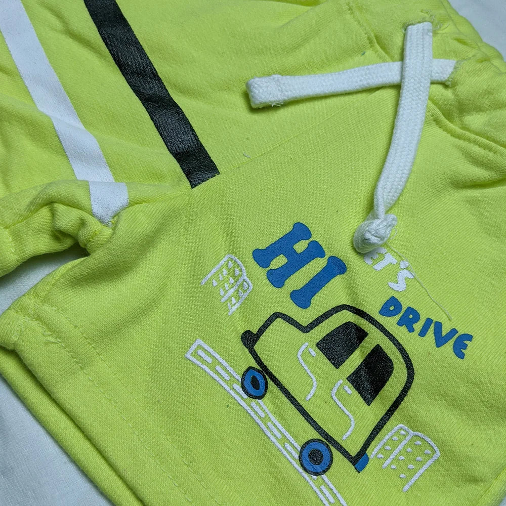 Side Printed Boys Branded Shorts-Yellow