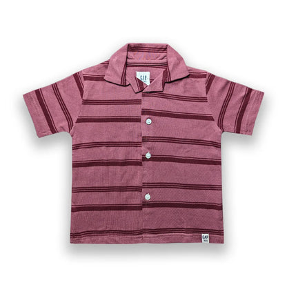 Branded Kids Cuban Collar Oversized Shirt (Rusty Maroon)