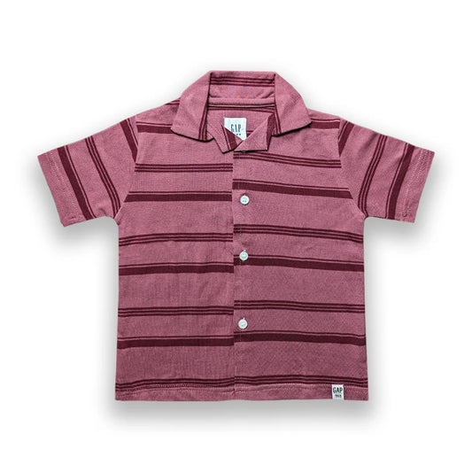 Branded Kids Cuban Collar Oversized Shirt (Rusty Maroon)