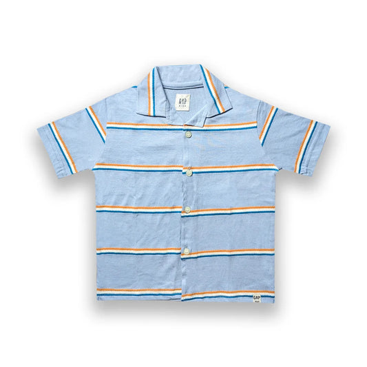 Branded Kids Cuban Collar Oversized Shirt (Sky Blue)
