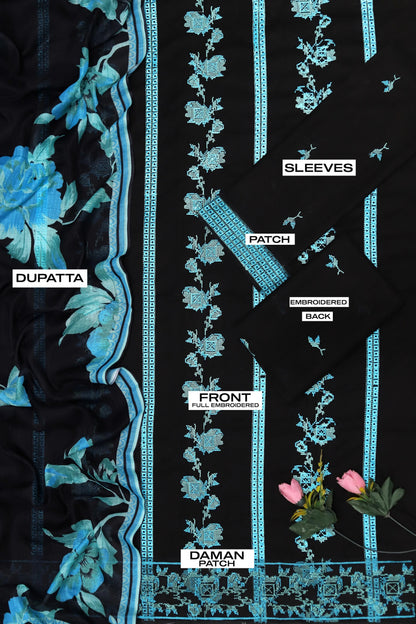 Farash*a Festive Embroidered Lawn 3pc Unstitched