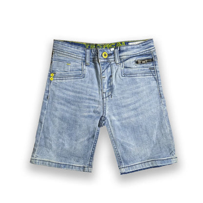 Kids Branded Zip Pocket Light Wash Shorts
