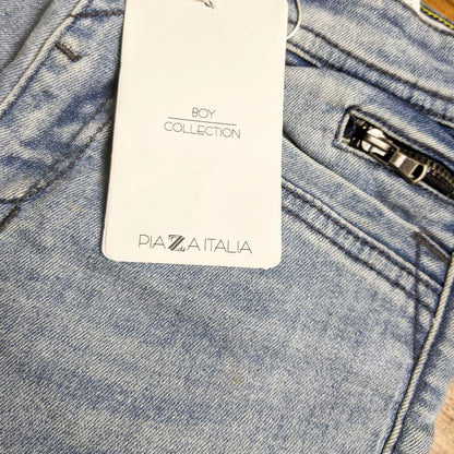 Kids Branded Zip Pocket Light Wash Shorts