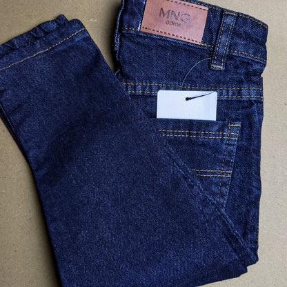 M-N-G Navy Blue Regular Fit Plain Denim