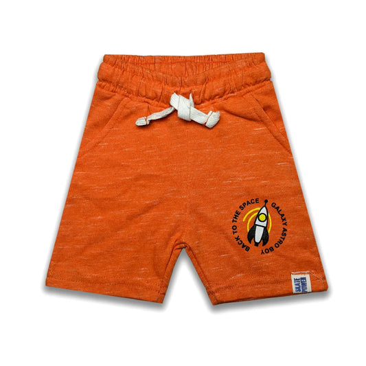 Side Printed Boys Branded Shorts-Orange