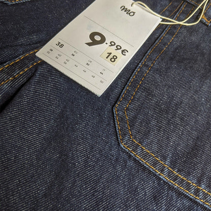 Girls Branded Patched Pockets Wide Leg Jeans (Navy Wash)