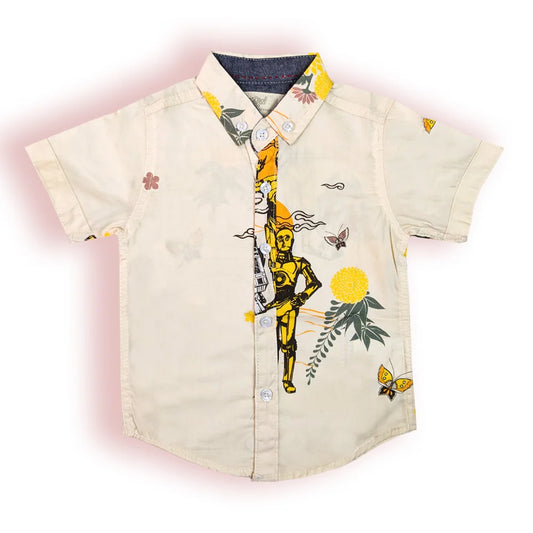 Soft Cotton Robo Print Button-Down Shirt