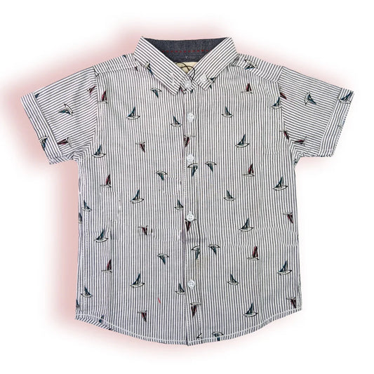 Soft Cotton Boat Print Button-Down Shirt