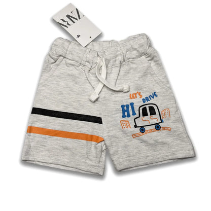 Side Printed Boys Branded Shorts-White