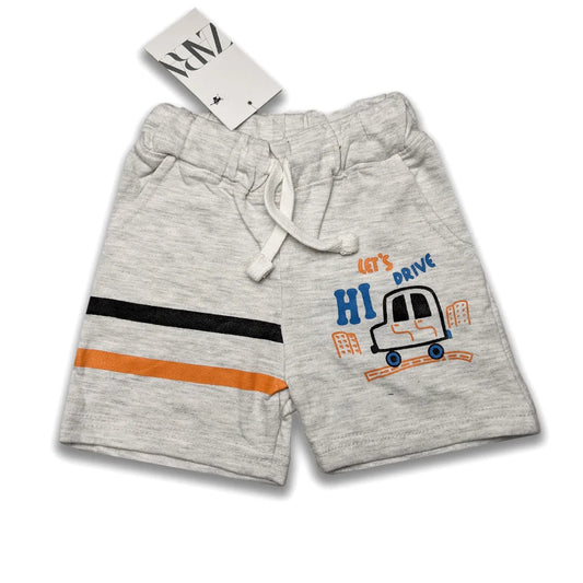 Side Printed Boys Branded Shorts-White