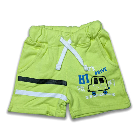 Side Printed Boys Branded Shorts-Yellow