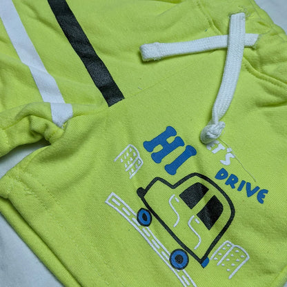 Side Printed Boys Branded Shorts-Yellow